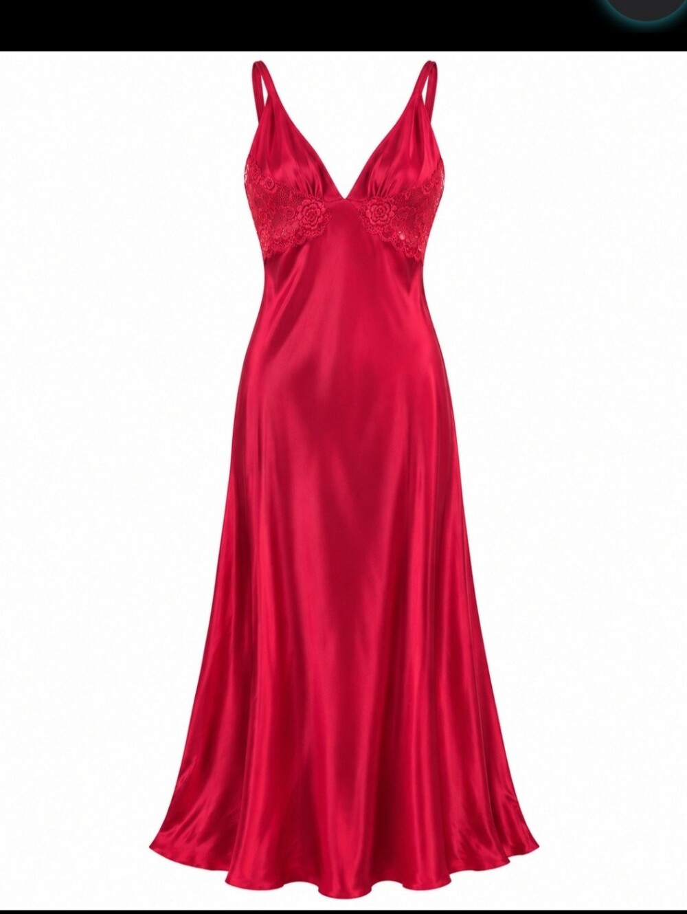 Hillard & Hanson 100% Silk Red Lace Maxi Nightgown XXL
